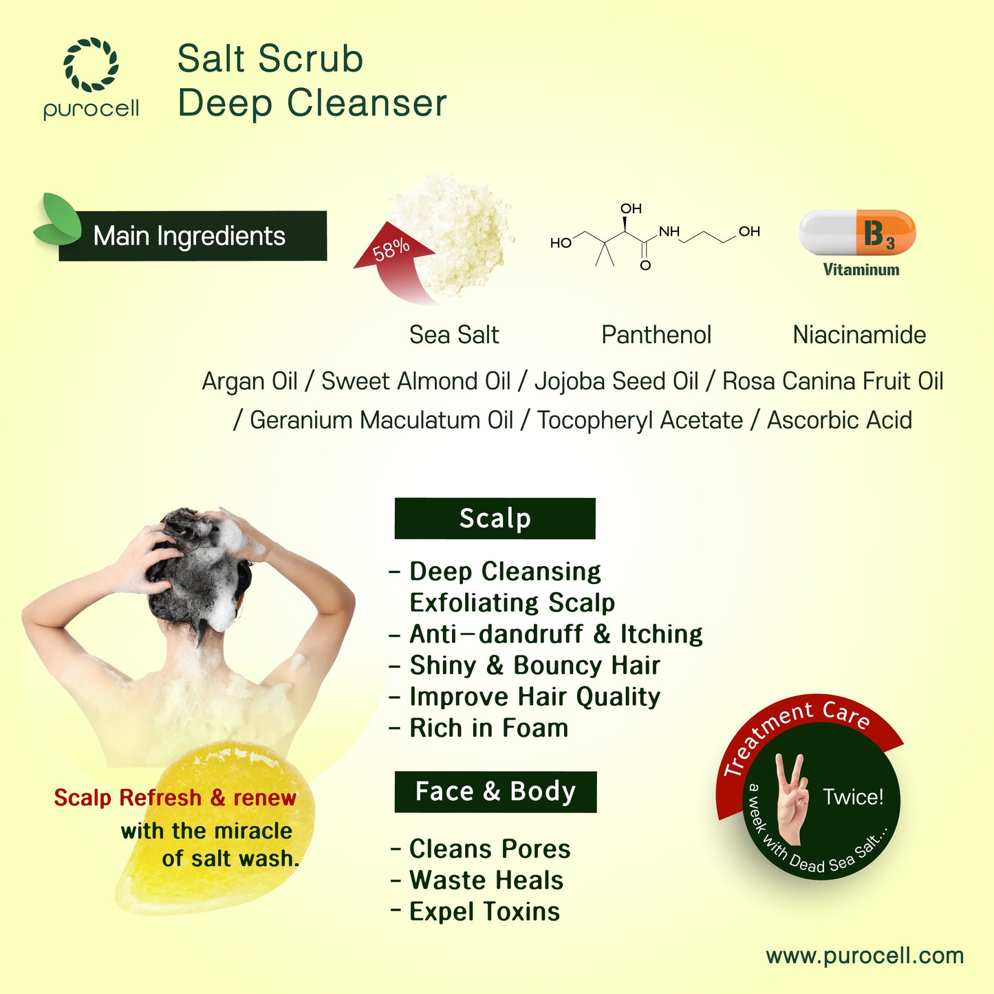 Salt Scrub Deep Cleanser for Hair, Body & Face