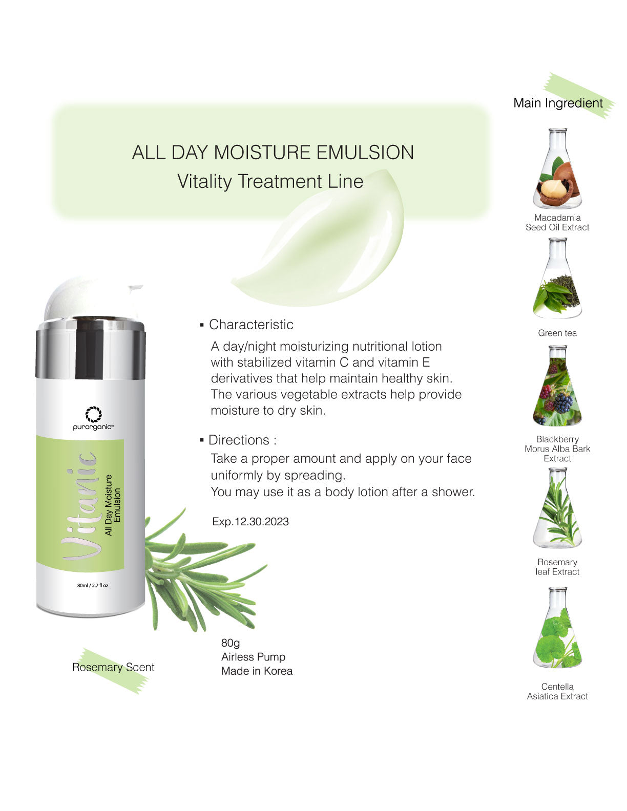 2 Vitanic All Day Moisture Emulsion and 1 complimentary Botanical Toning Mist