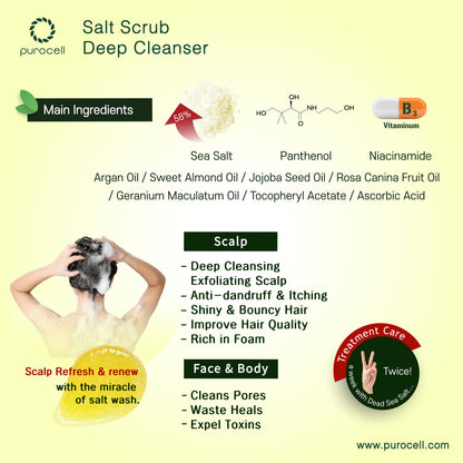 Salt Scrub Deep Cleanser for Hair, Body & Face