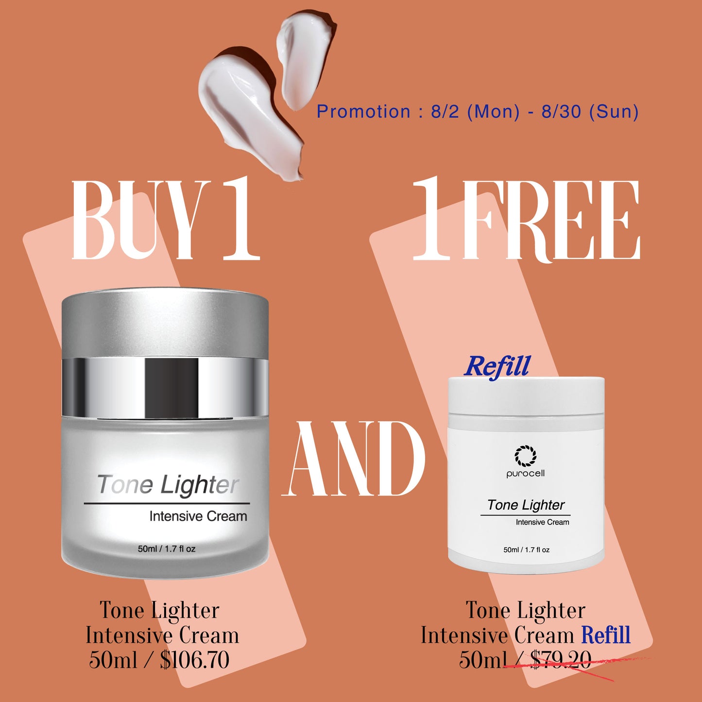 BUY 1, GET 1 FREE REFILL Tone Lighter Intensive Cream