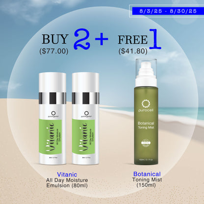 2 Vitanic All Day Moisture Emulsion and 1 complimentary Botanical Toning Mist