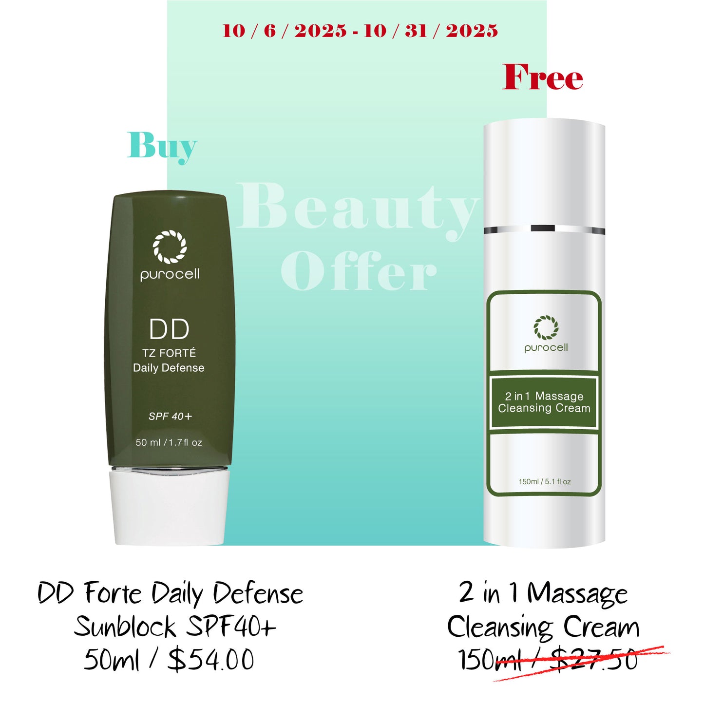 DD TZ FORTE Daily Defense Sunblock SPF40m+  2 in 1 Massage Cleansing Cream
