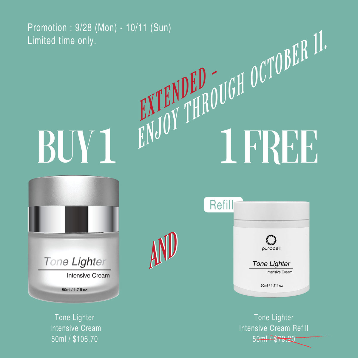 Tone Lighter Promotion - Buy one and get Free Refill!