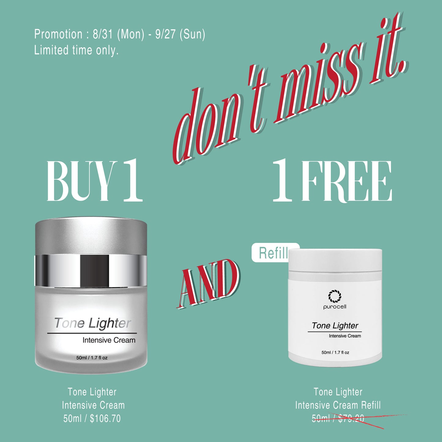Tone Lighter Promotion - Buy one and get Free Refill!